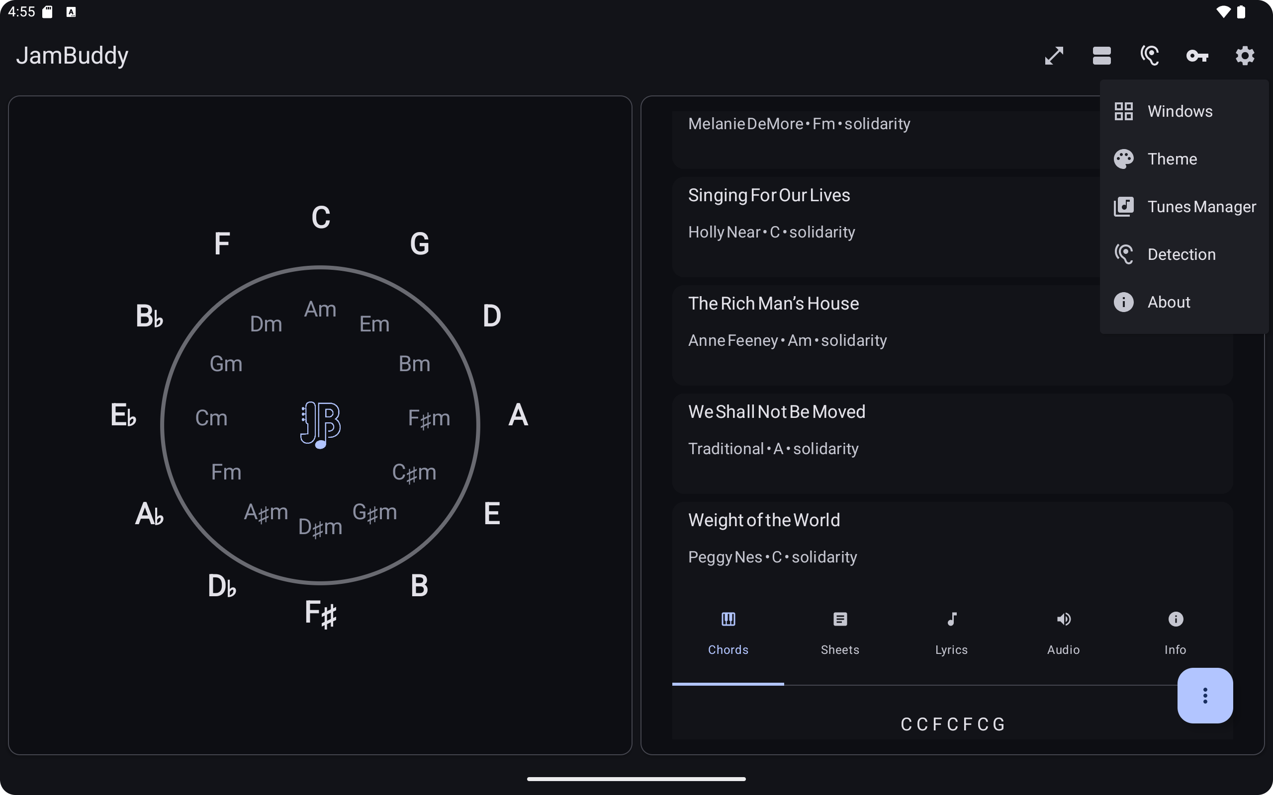 Real-time chord recognition interface