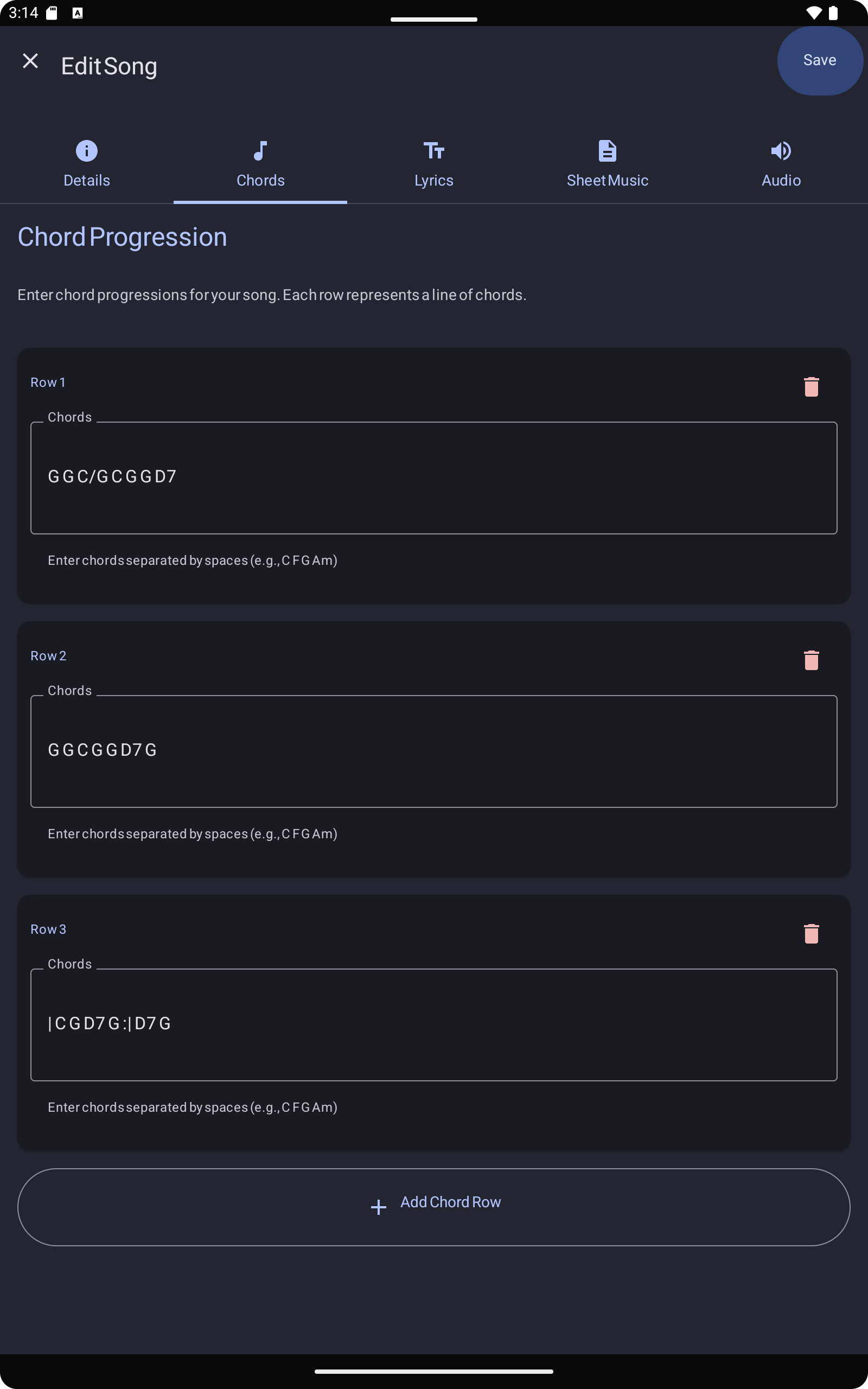 Chord editor progression builder